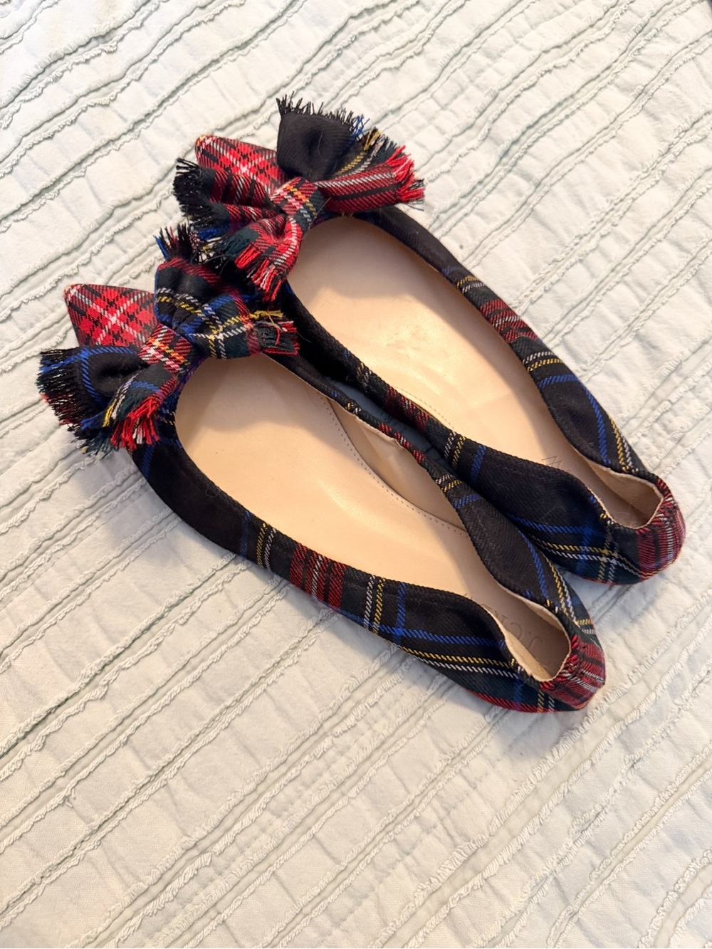 J.Crew Lottie Pointed Toe Flats | Tartan Plaid Frayed Bow | NWOT | Size 9 - Picture 5 of 13